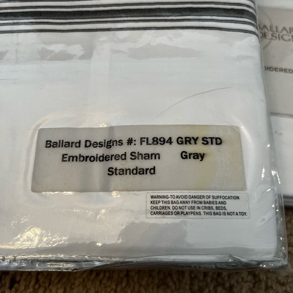 Ballard Designs Amelie embroidered shams (2) and standard pillow cases (2) Gray. - Picture 6 of 8
